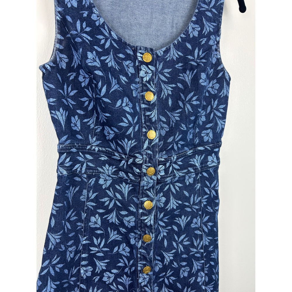 Draper‎ James Blue Floral Sleeveless Button Front Denim Dress 4 Country Cottage - Picture 3 of 9